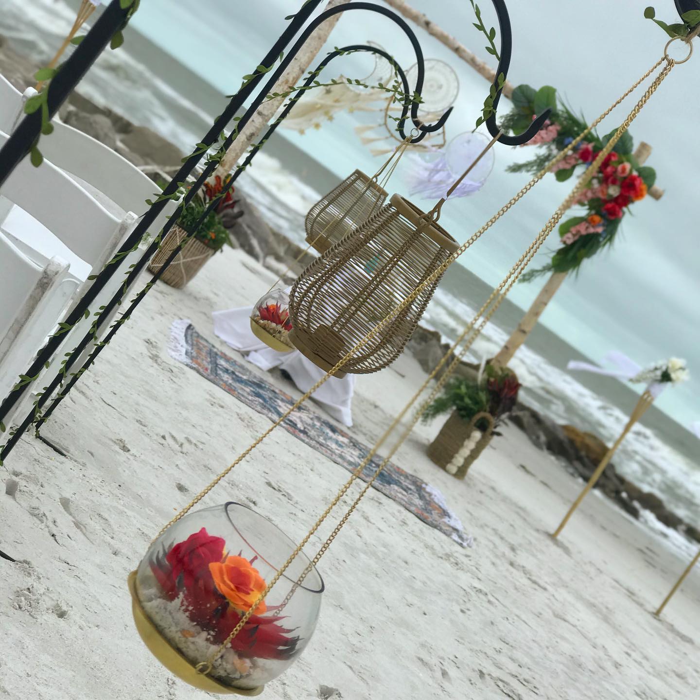 Beach wedding ceremony details