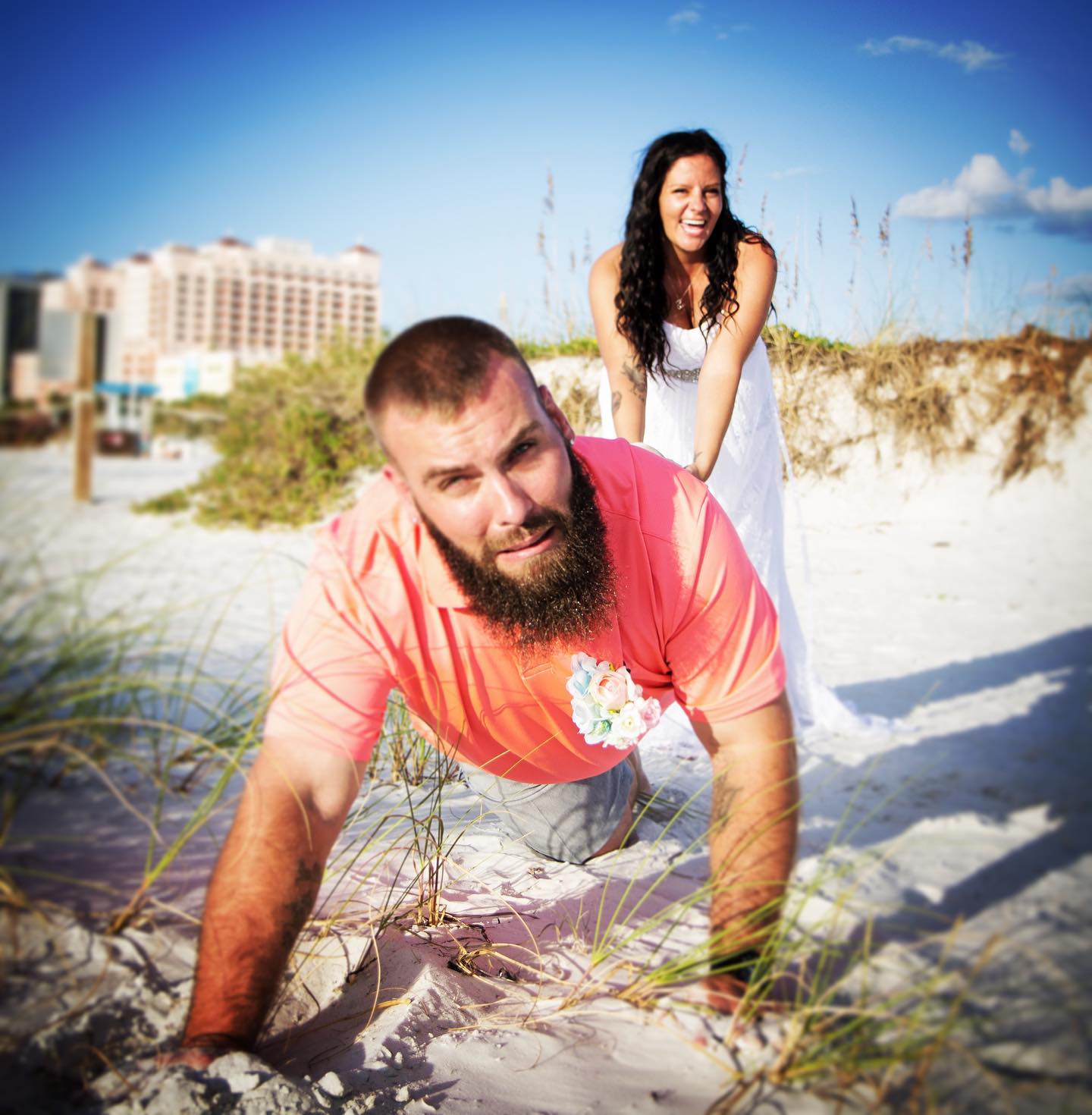 Beach wedding moment